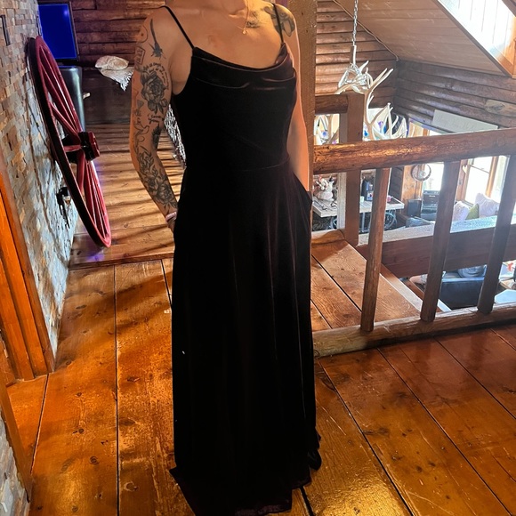 David's Bridal Dresses & Skirts - Velvet David bridal long formal dress with pockets!